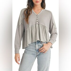 NWOT All in Favor Mixed Knit Peplum Top